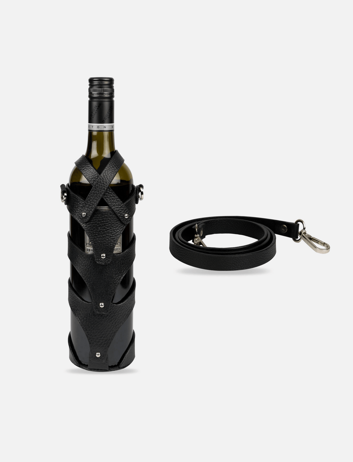 Sustainable wine bottle or a water bottle case made ethically and responsibly in India with upcycled pure leather. It is consciously and sustainable designed by using scraps and waste of high quality leather.