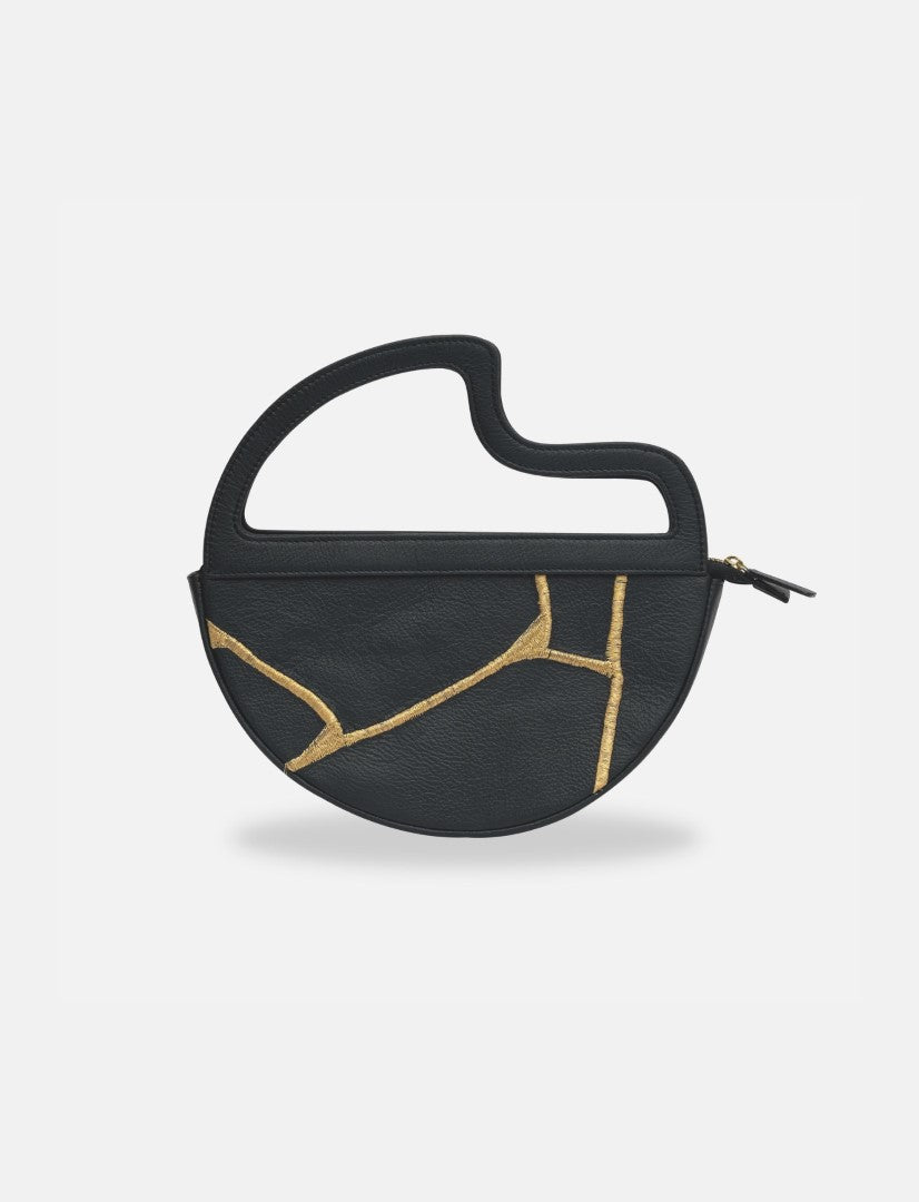 Maeve Crescent Clutch in Black