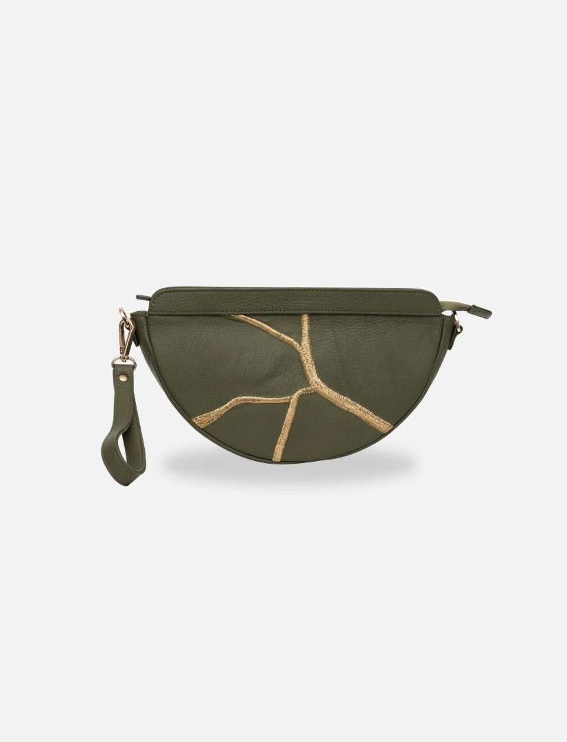 Maeve Crescent Wristlet in Olive