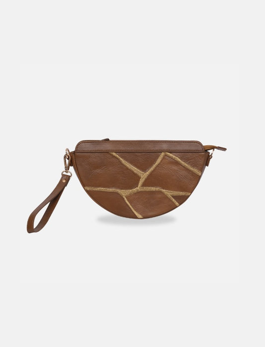 Maeve Crescent Wristlet in Tan