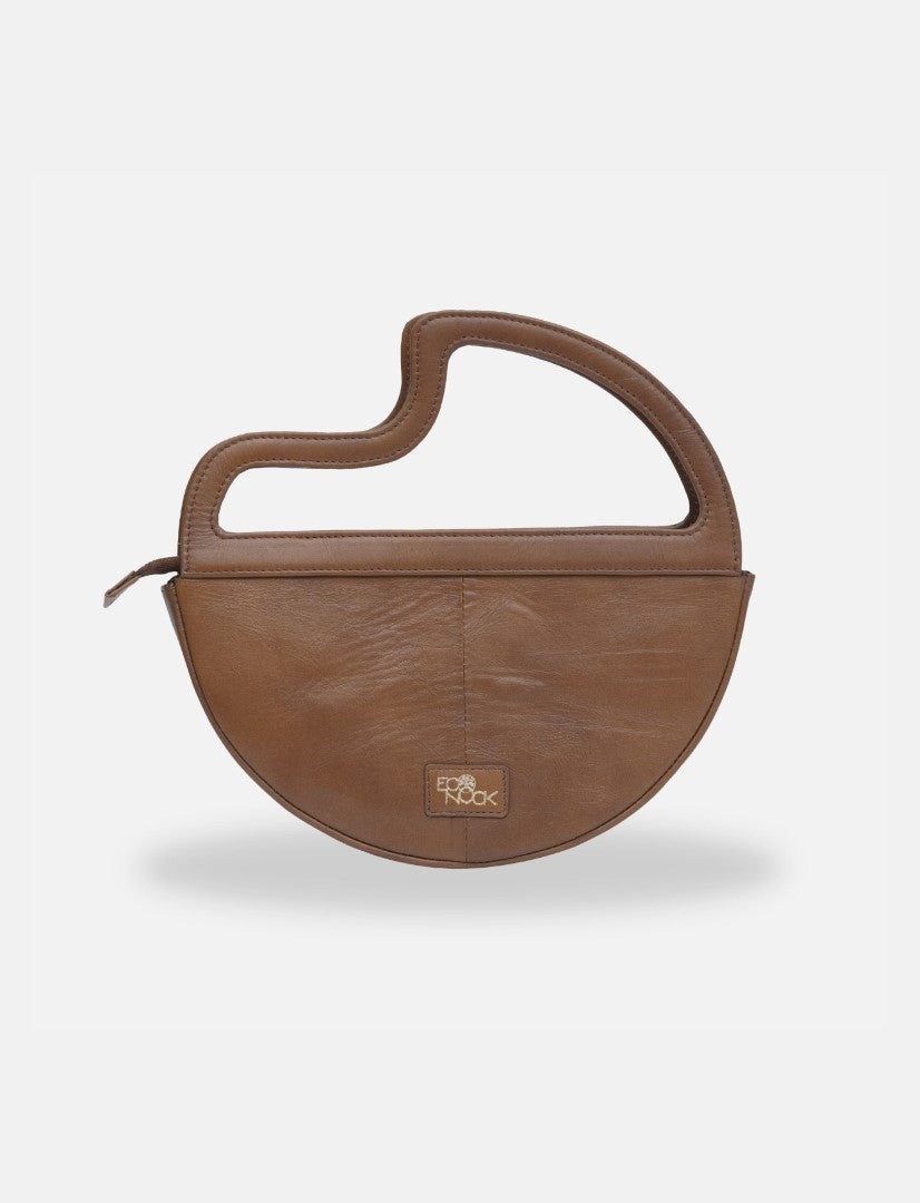 Maeve Crescent Clutch in Tan