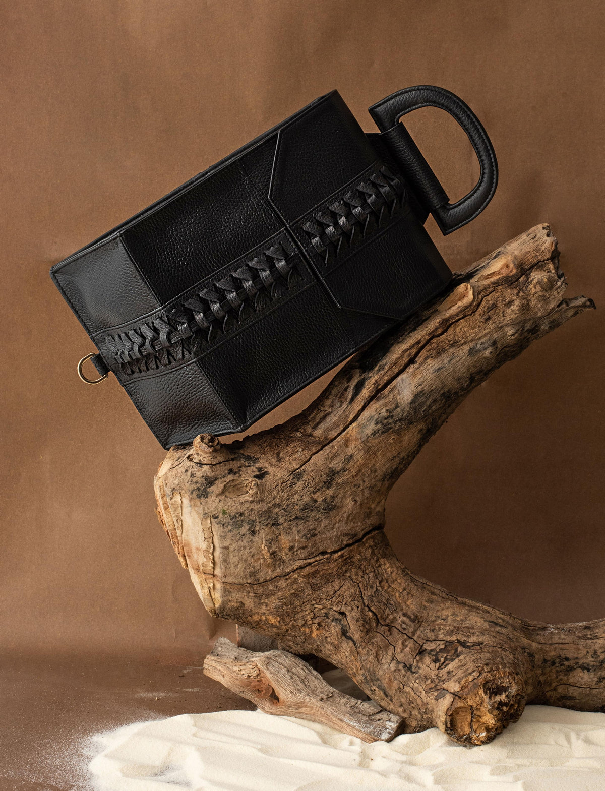 ARIOUS TACTICAL SATCHEL Sustainable and handmade Crossbody Satchel in Black up-cycled leather. Ethically and consciously produced. 